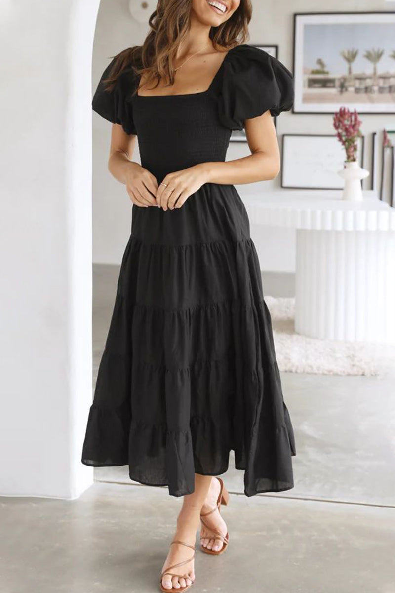 Casual Simplicity Solid Backless Off the Shoulder A Line Dresses(6 Colors) - Fashionpara