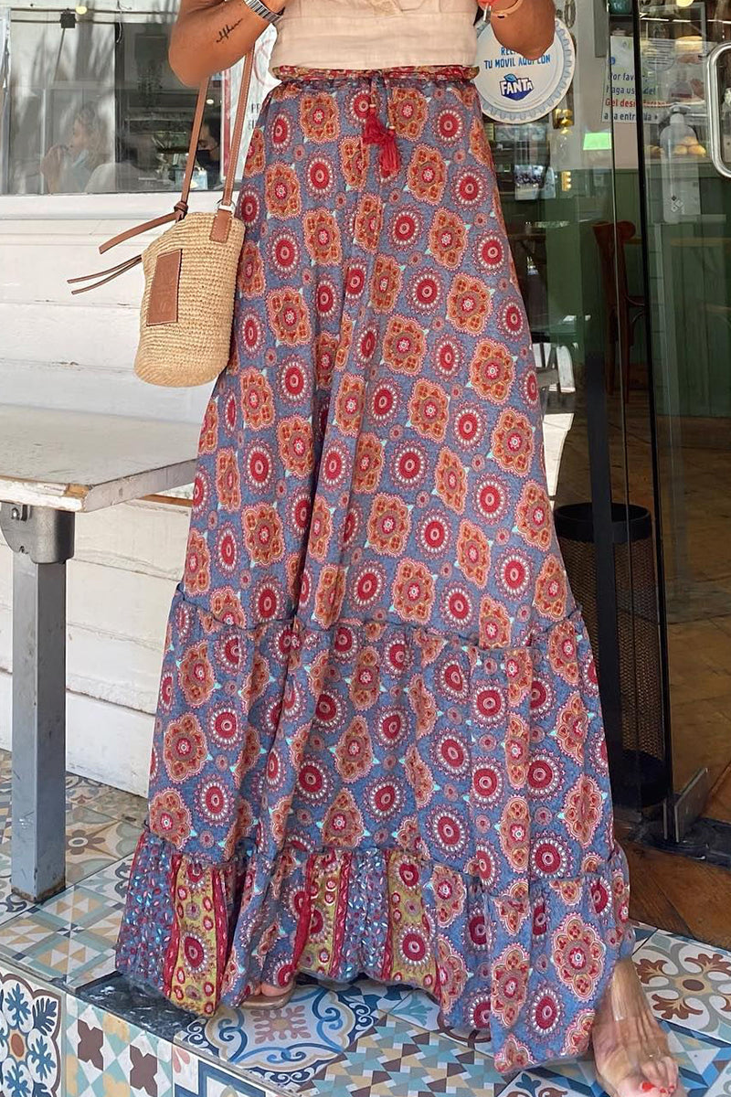 Casual Street Floral Stringy Selvedge Loose High Waist Type A Full Print Bottoms - Fashionpara