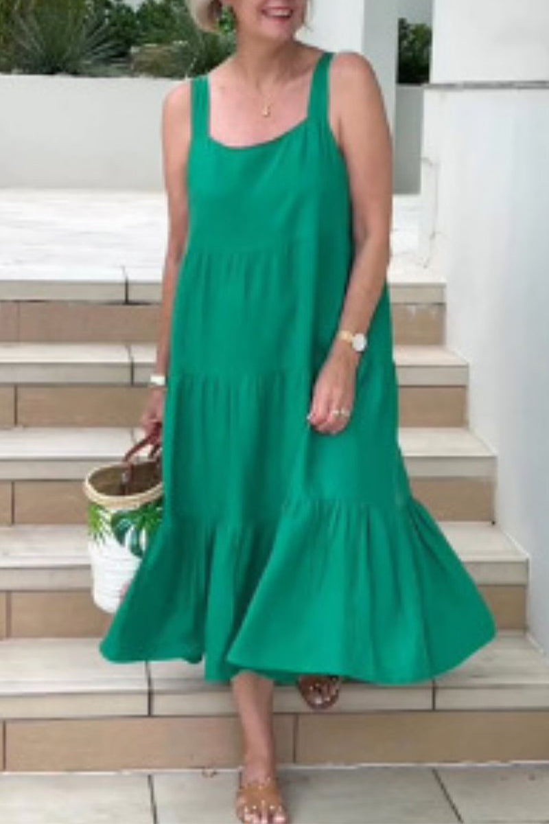 Casual Simplicity Solid Fold Cake Skirt Dresses - Fashionpara