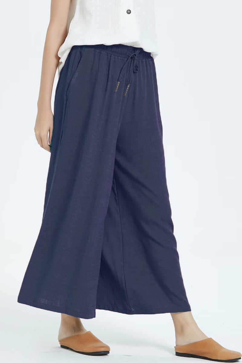 Casual Simplicity Solid Make Old Loose High Waist Wide Leg Solid Color Bottoms(8 Colors) - Fashionpara