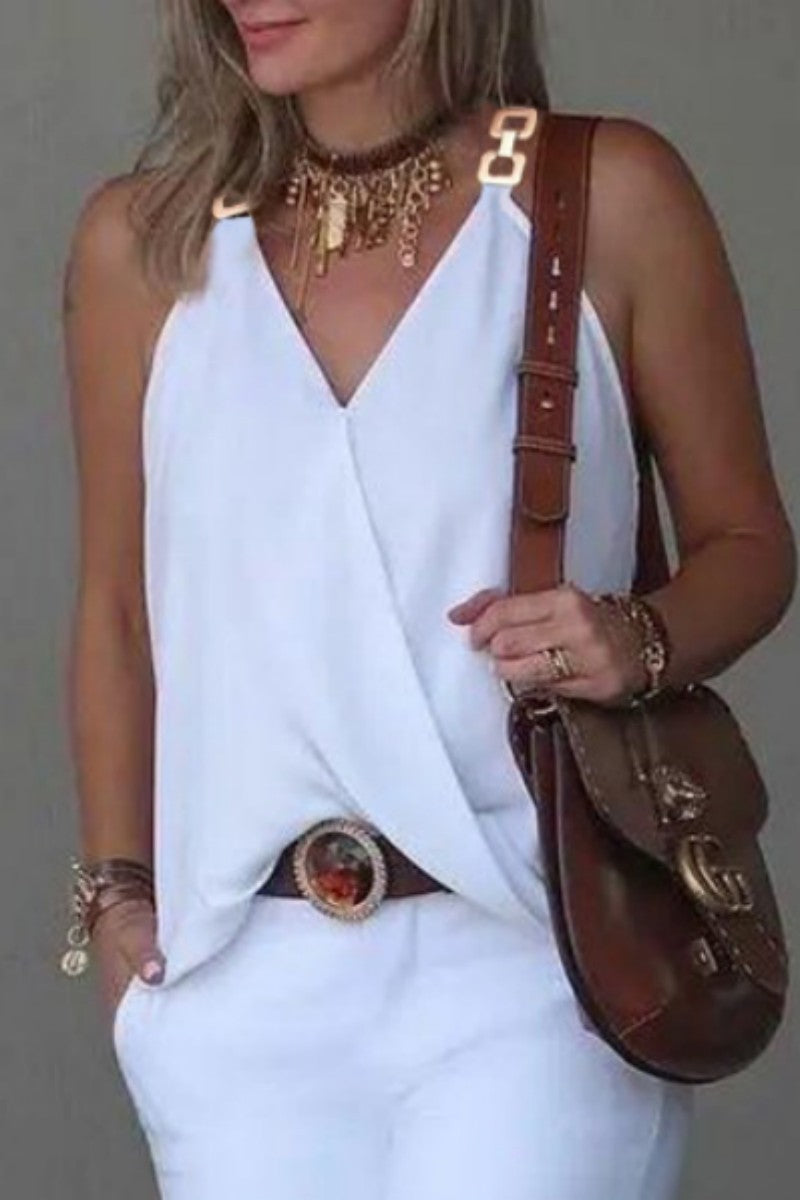 Casual Print Patchwork V Neck Tops - Fashionpara