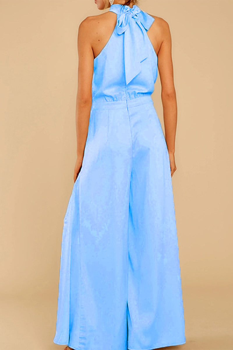 Fashion Casual Solid Patchwork Halter Loose Jumpsuits(5 Colors) - Fashionpara