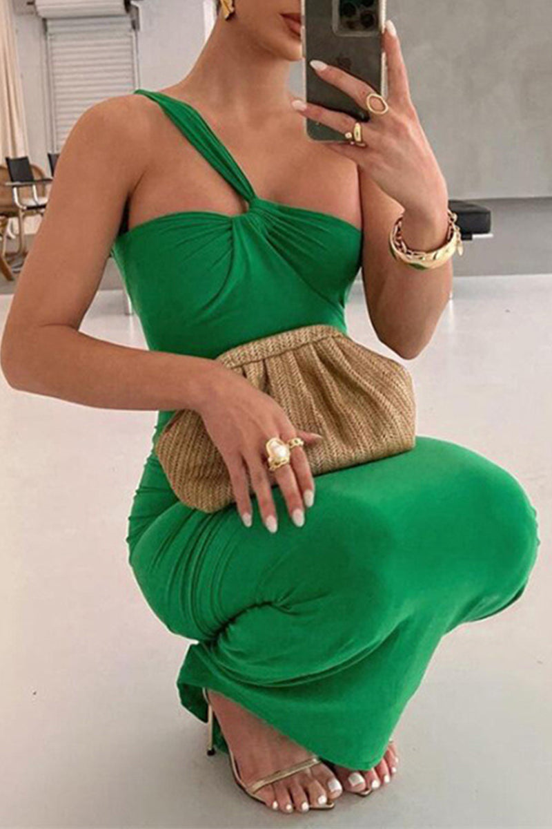 Irregular Backless One Shoulder Bodycon Formal Maxi Dresses - Fashionpara
