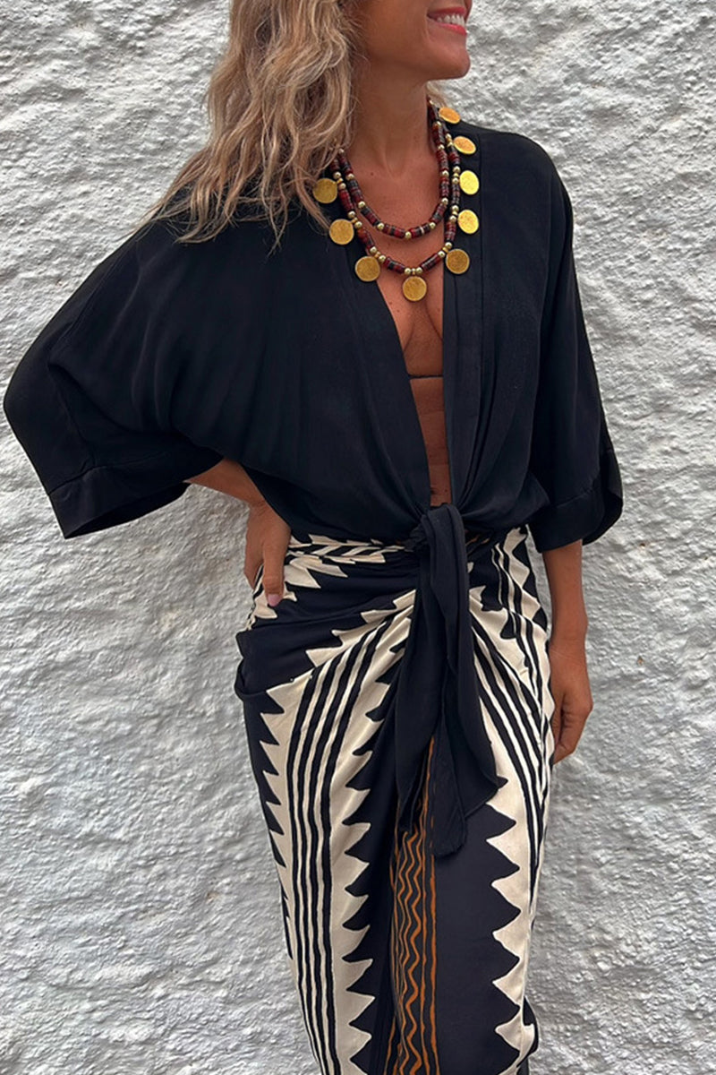 Casual Solid Frenulum V Neck Tops(3 Colors) - Fashionpara