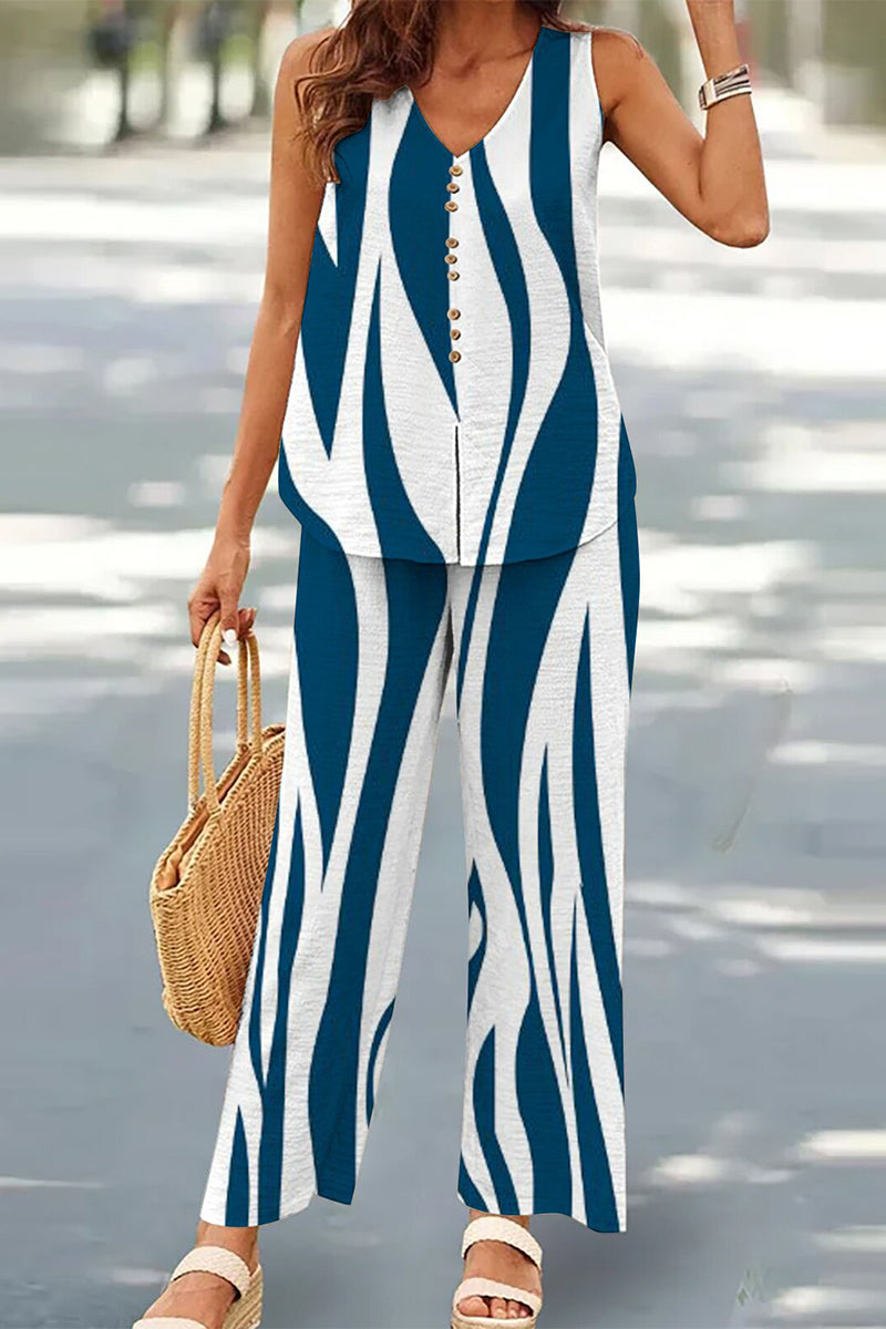 Casual Buttons V Neck Sleeveless Two Pieces(17 Colors) - Fashionpara