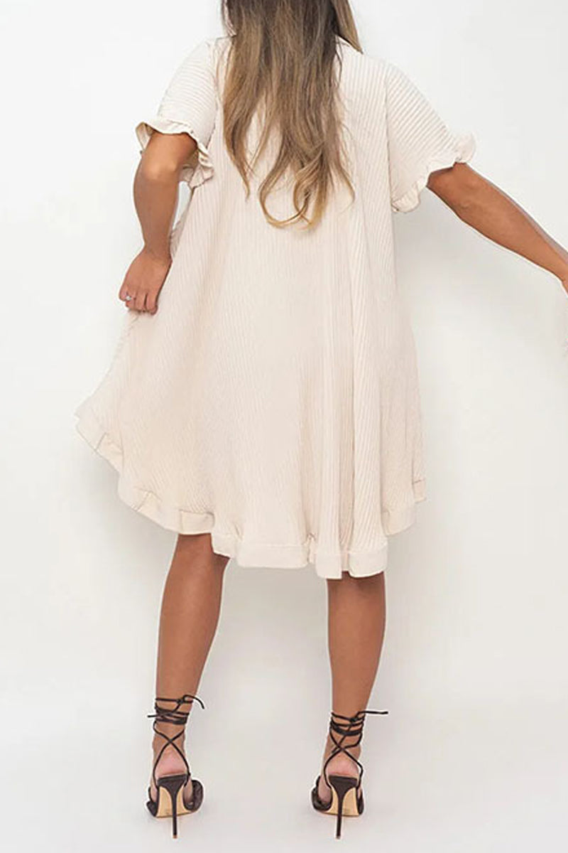 Casual Solid Patchwork Turndown Collar Shirt Dress Dresses - Fashionpara