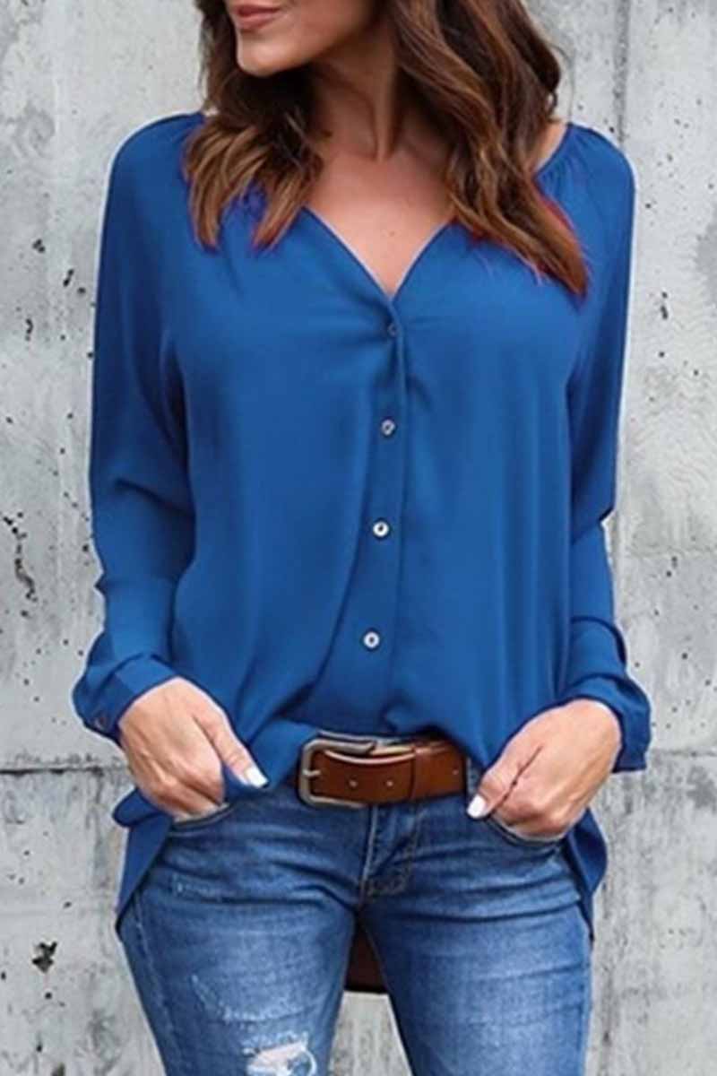 Elegant Solid V Neck Tops - Fashionpara