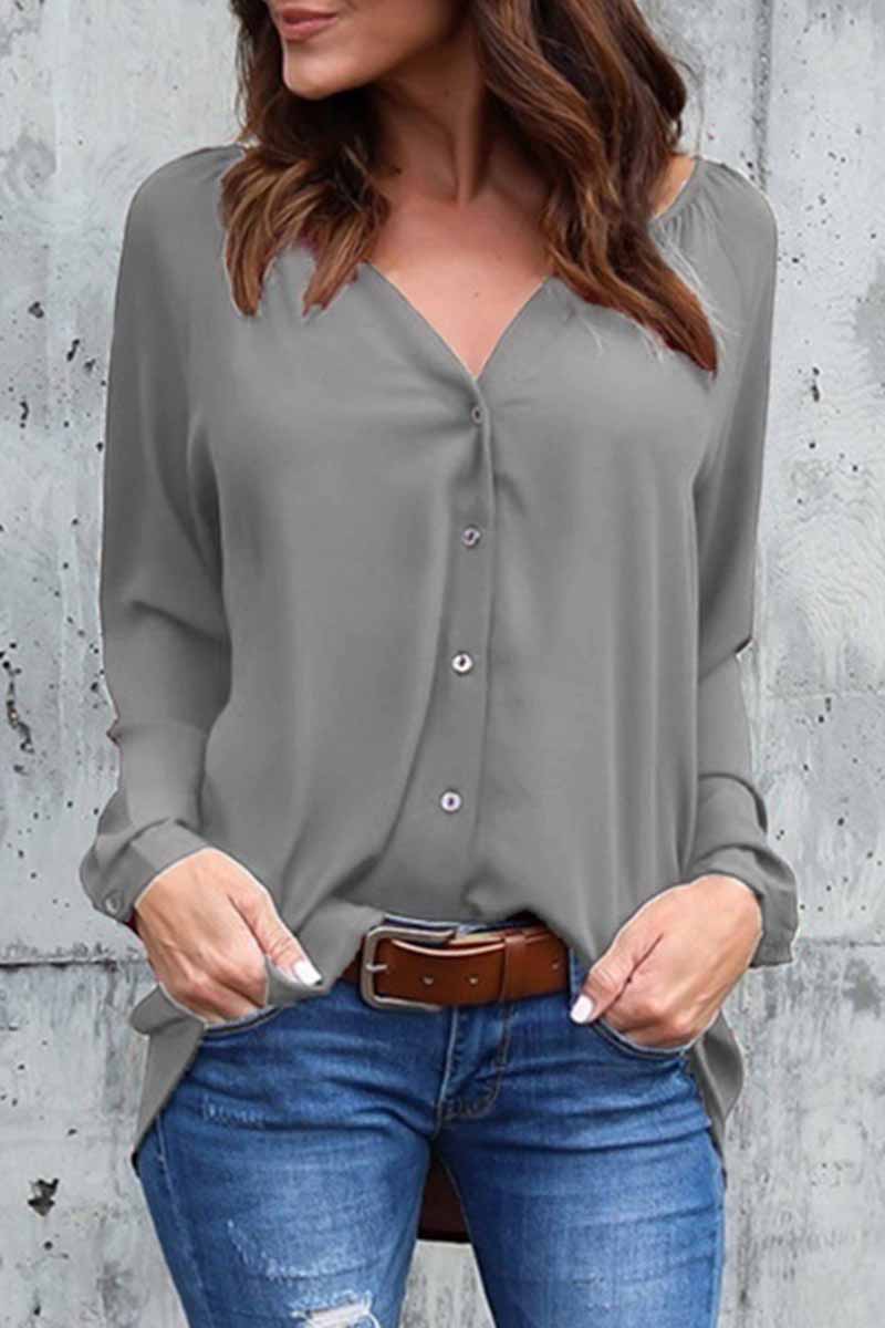 Elegant Solid V Neck Tops - Fashionpara