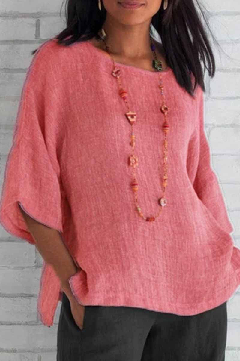 Casual Solid O Neck Tops(5 Colors) - Fashionpara