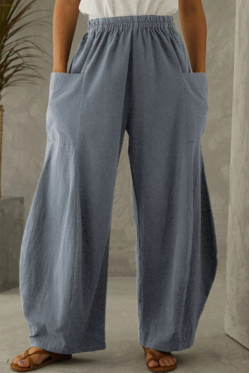 Casual Solid Pocket Loose Solid Color Bottoms - Fashionpara