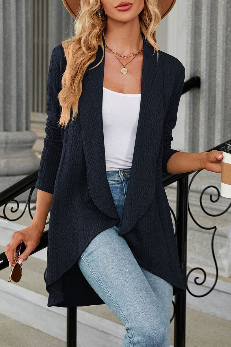 Casual Solid Asymmetrical Turndown Collar Tops - Fashionpara