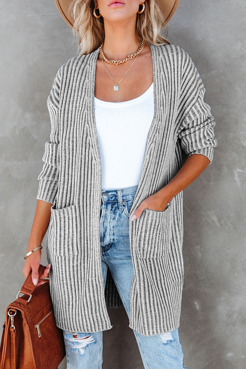 Florcoo Casual Pocket Cardigan Top in Three Elegant Colors