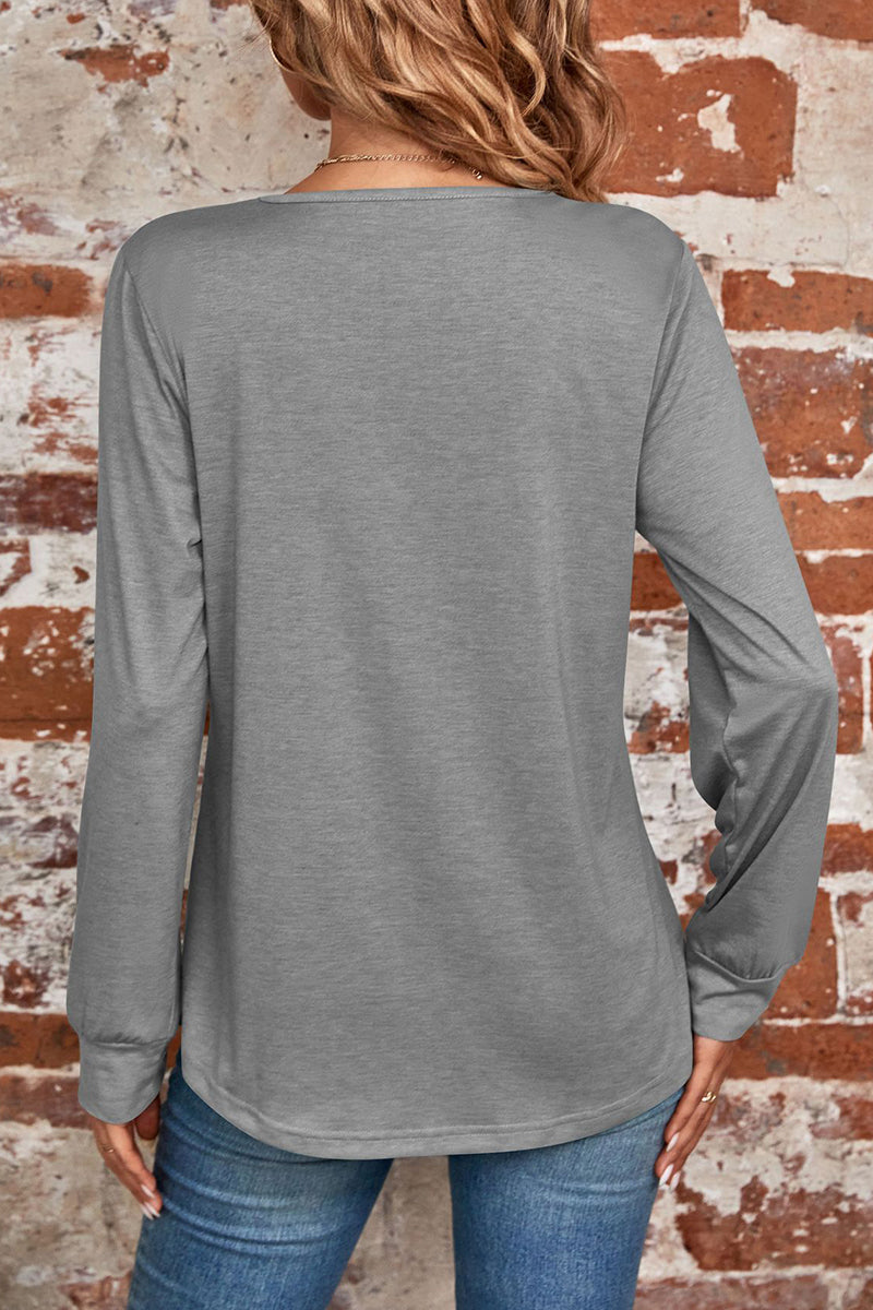 Casual Solid Fold Square Collar Tops - Fashionpara