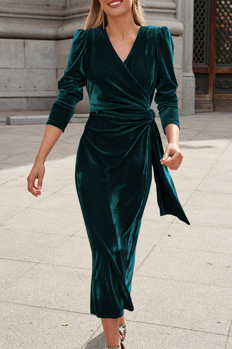 Celebrities Elegant Solid Strap Design V Neck Princess Dresses - Fashionpara