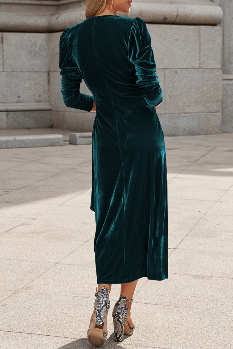 Celebrities Elegant Solid Strap Design V Neck Princess Dresses - Fashionpara