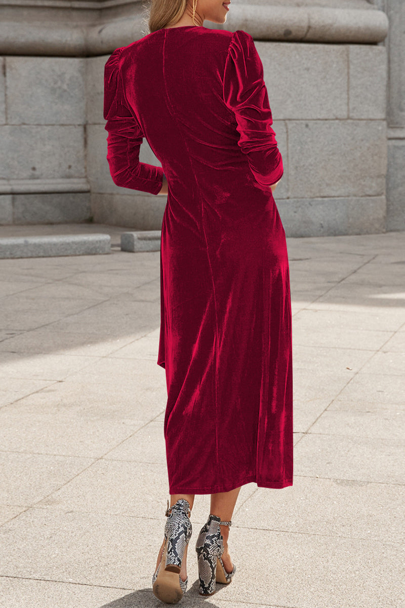 Celebrities Elegant Solid Strap Design V Neck Princess Dresses - Fashionpara