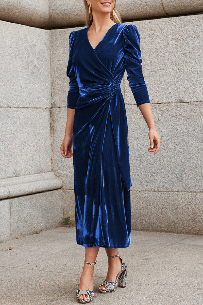 Celebrities Elegant Solid Strap Design V Neck Princess Dresses - Fashionpara