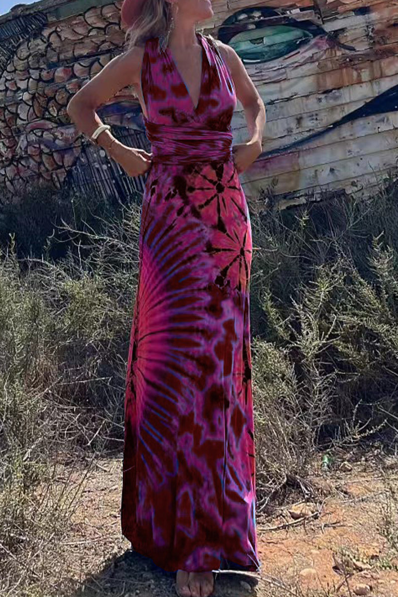 Sexy College Print Cross Straps V Neck Sleeveless Dress Dresses Fashionpara