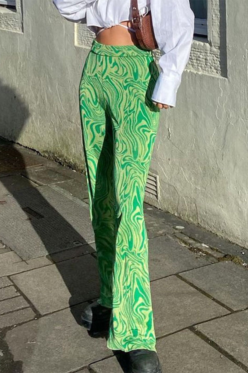 Street Geometric Printing Straight Full Print Bottoms Fashionpara