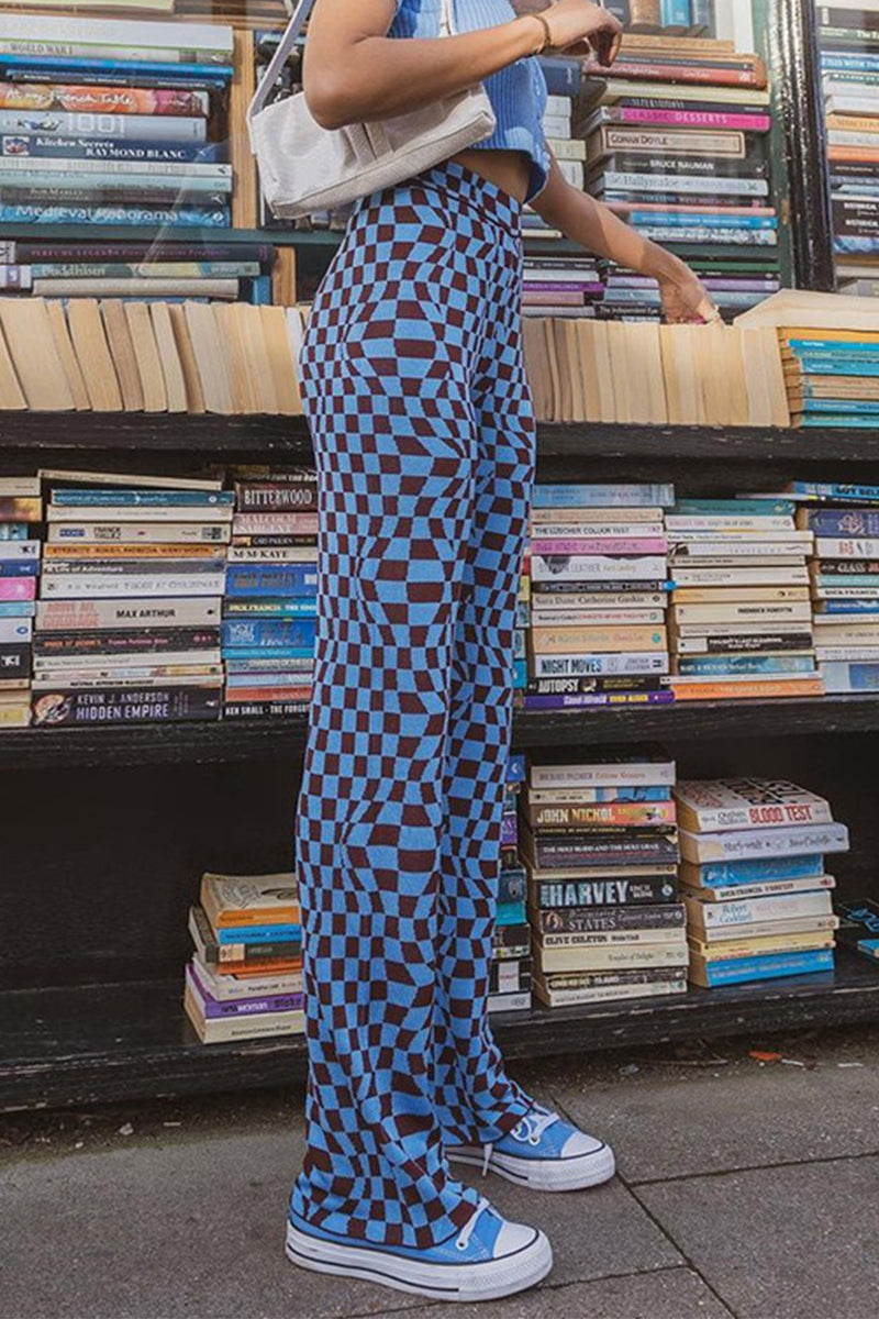 Street Geometric Printing Straight Full Print Bottoms Fashionpara