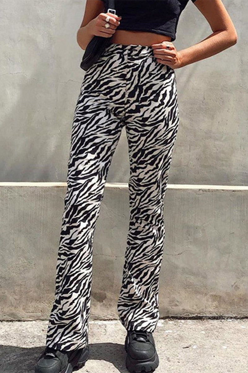Street Geometric Printing Straight Full Print Bottoms Fashionpara