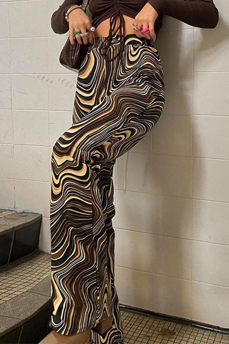 Street Geometric Printing Straight Full Print Bottoms Fashionpara