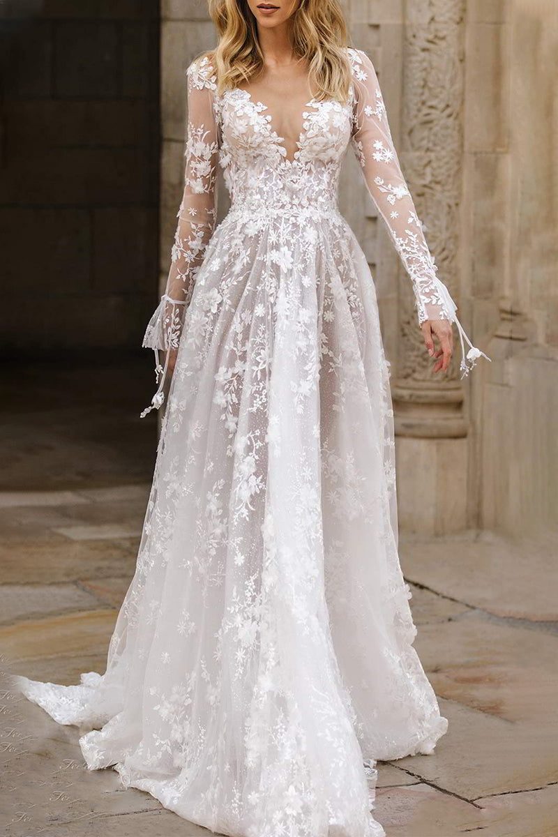 Formal Solid Lace Patchwork V Neck Evening Dress Dresses - Fashionpara