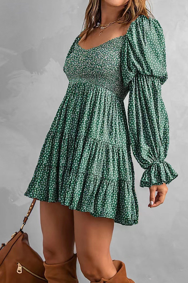 Sexy Floral Patchwork Off the Shoulder Printed Dress Dresses - Fashionpara