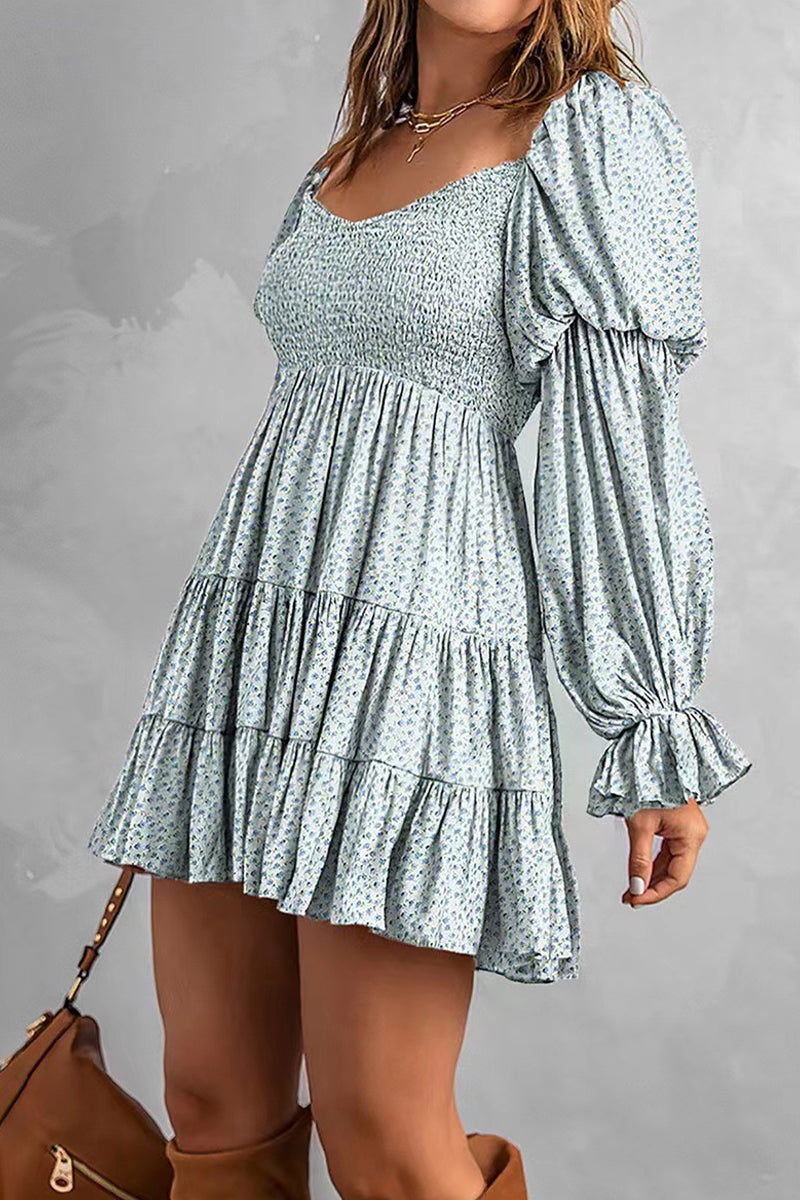 Sexy Floral Patchwork Off the Shoulder Printed Dress Dresses - Fashionpara