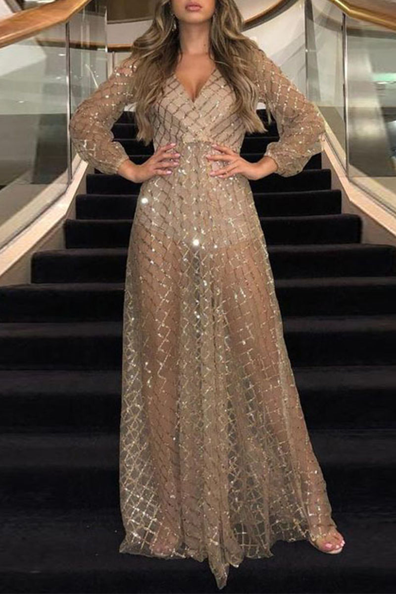 Sexy Solid Hollowed Out V Neck Waist Skirt Dresses - Fashionpara