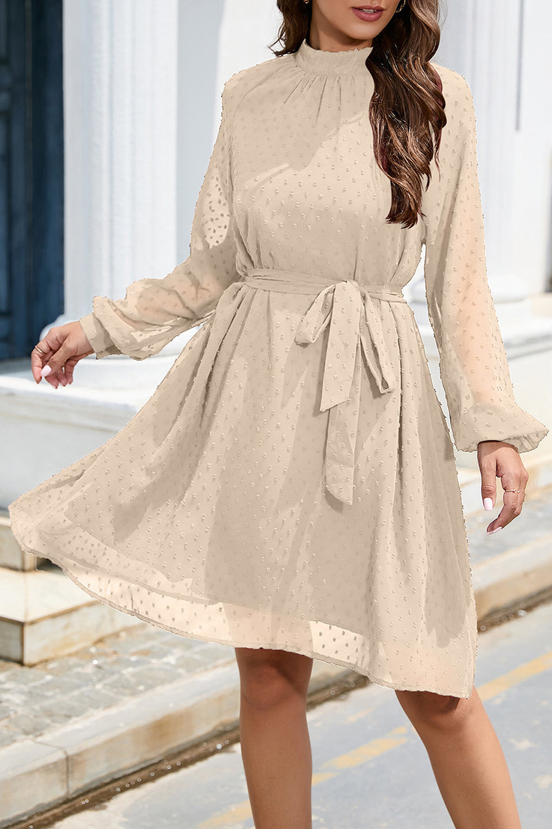 Elegant Solid Frenulum Turtleneck A Line Dresses(6 Colors) - Fashionpara