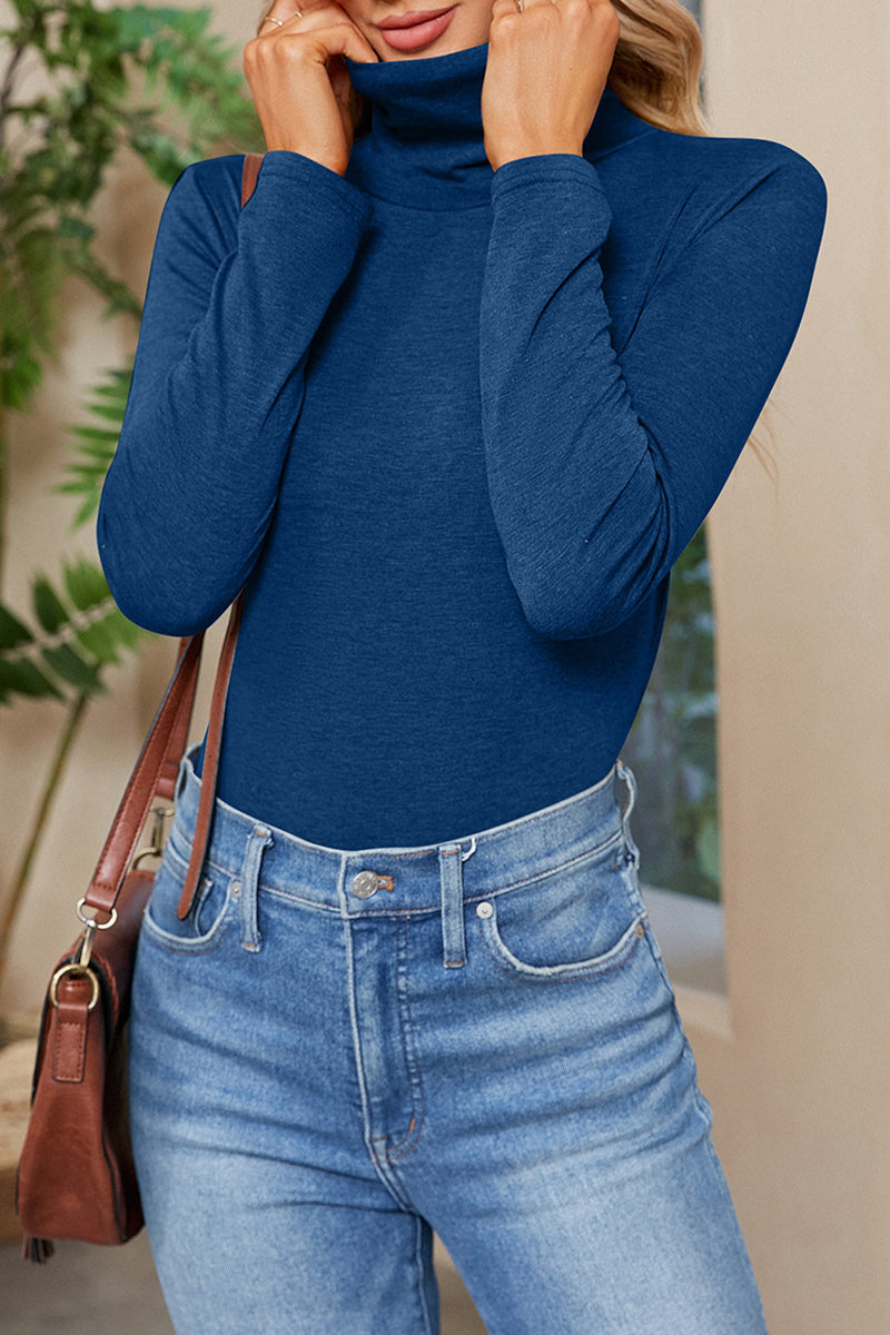 Daily Simplicity Solid Turtleneck Tops(6 Colors) - Fashionpara