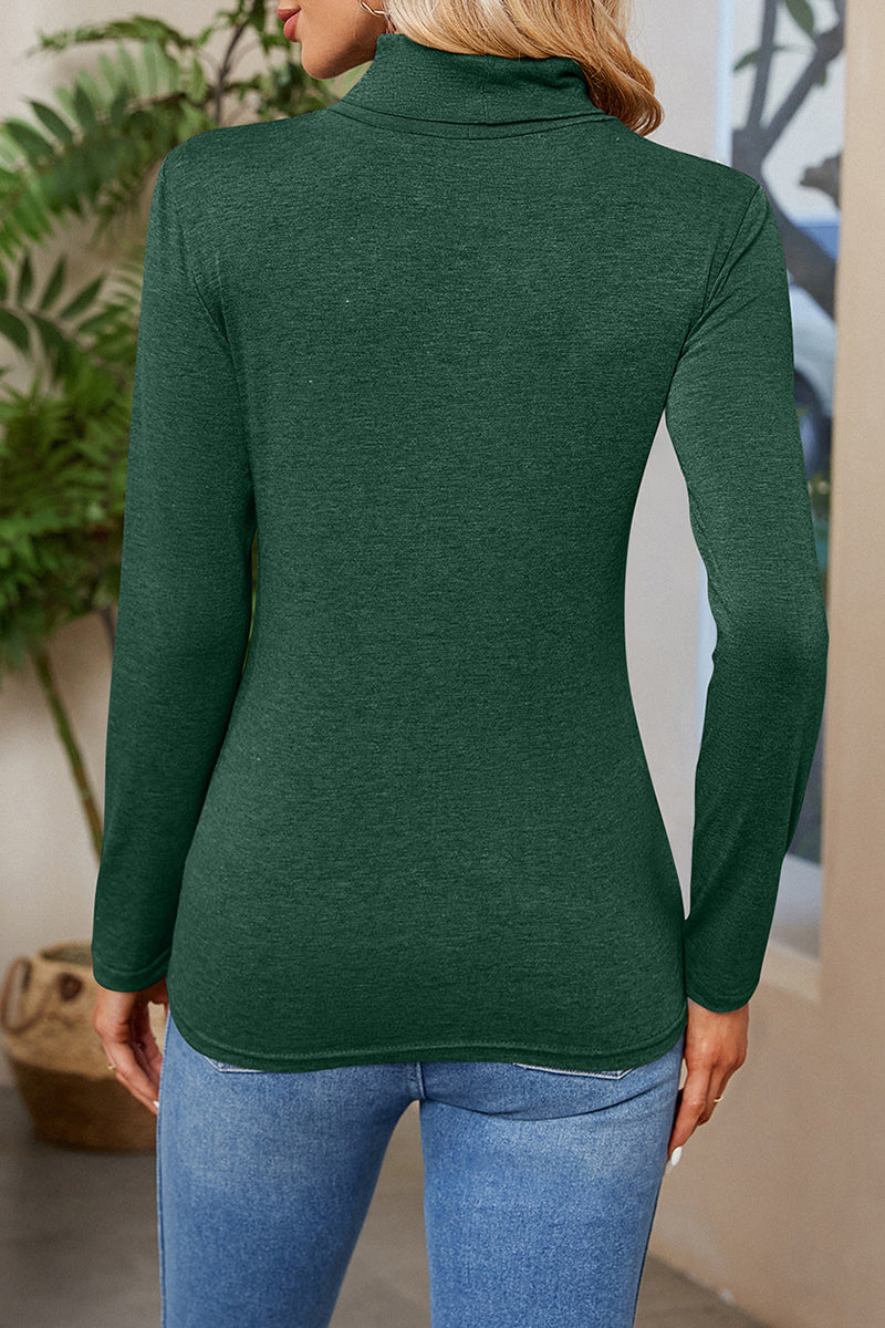 Daily Simplicity Solid Turtleneck Tops(6 Colors) - Fashionpara