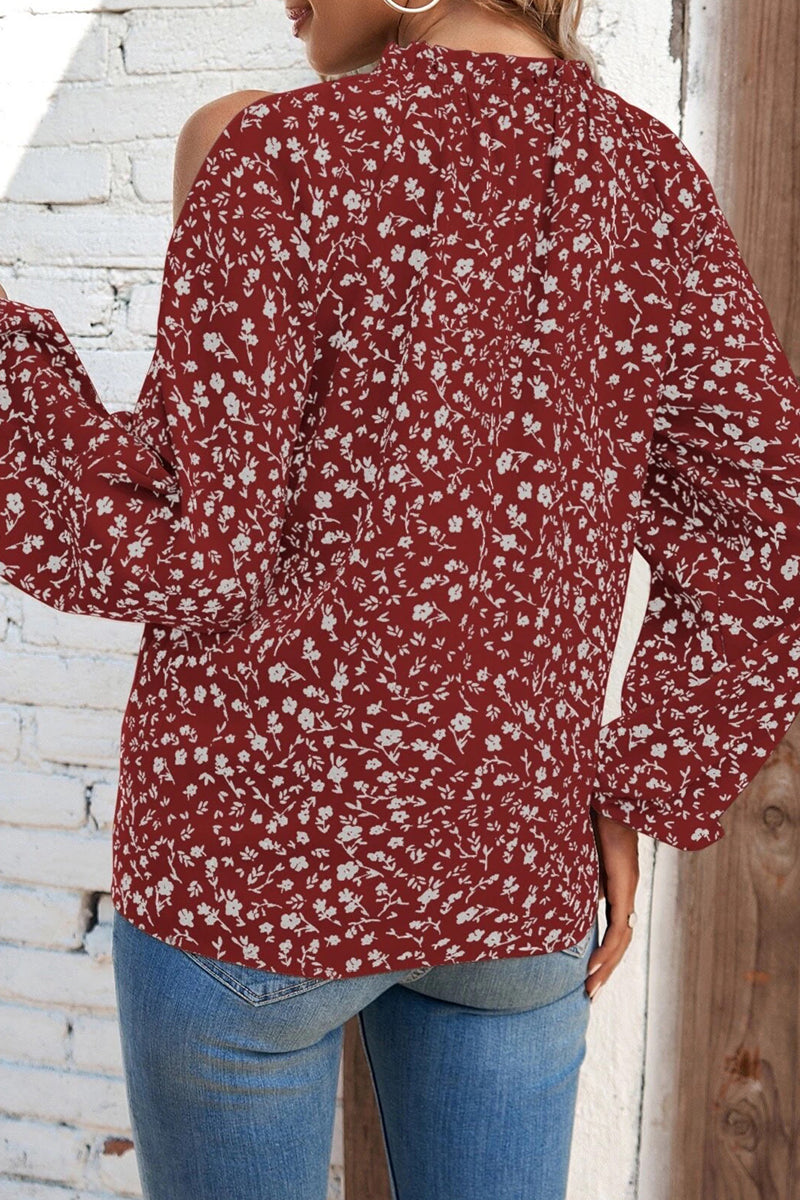 Sweet Print Patchwork O Neck Tops