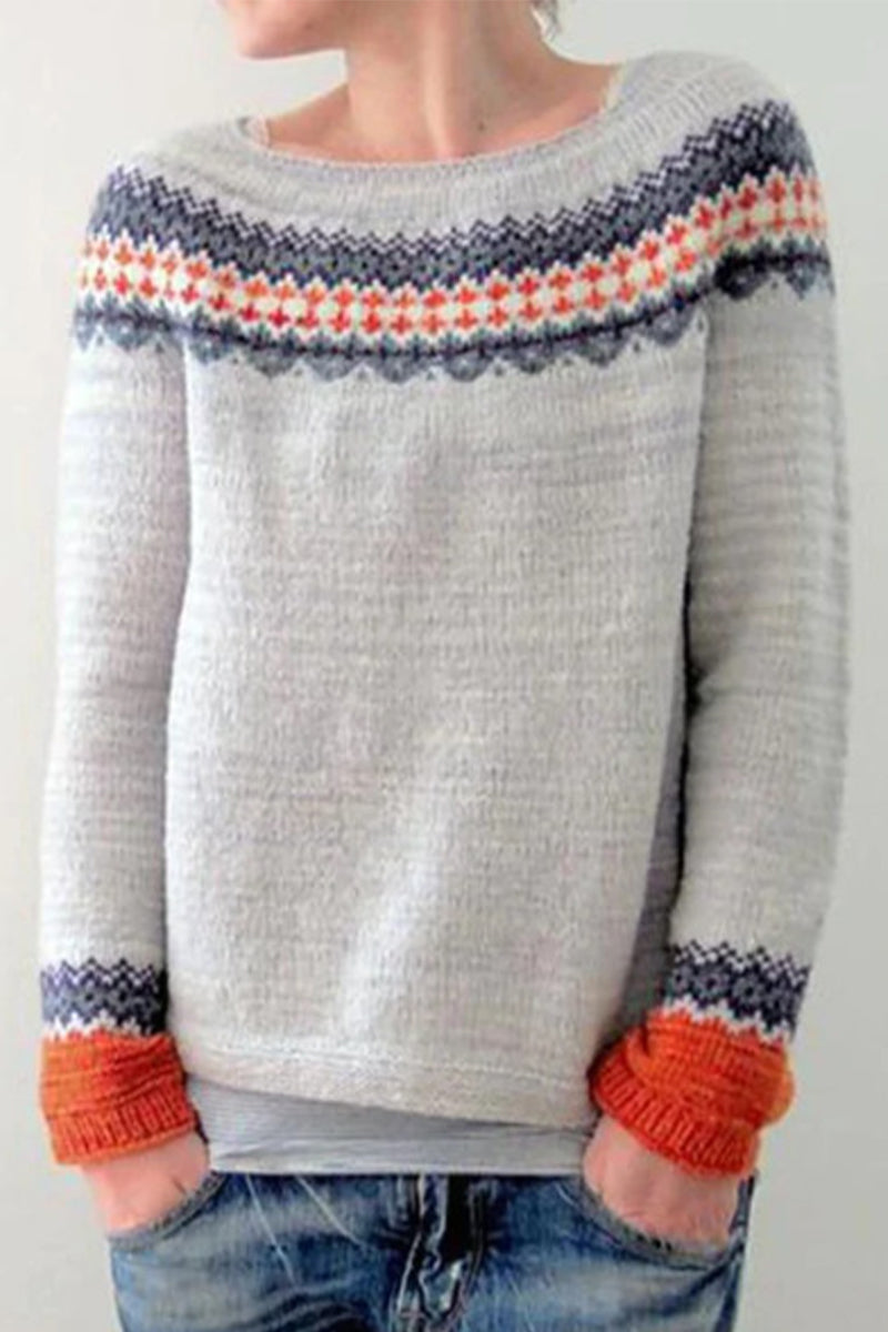 Florcoo Casual Color Block O Neck Sweater in 8 Colors