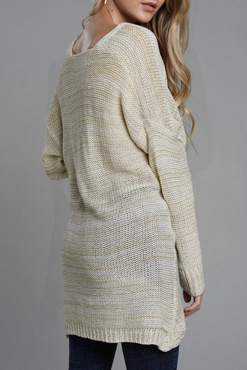 Casual Solid Patchwork V Neck Tops - Fashionpara