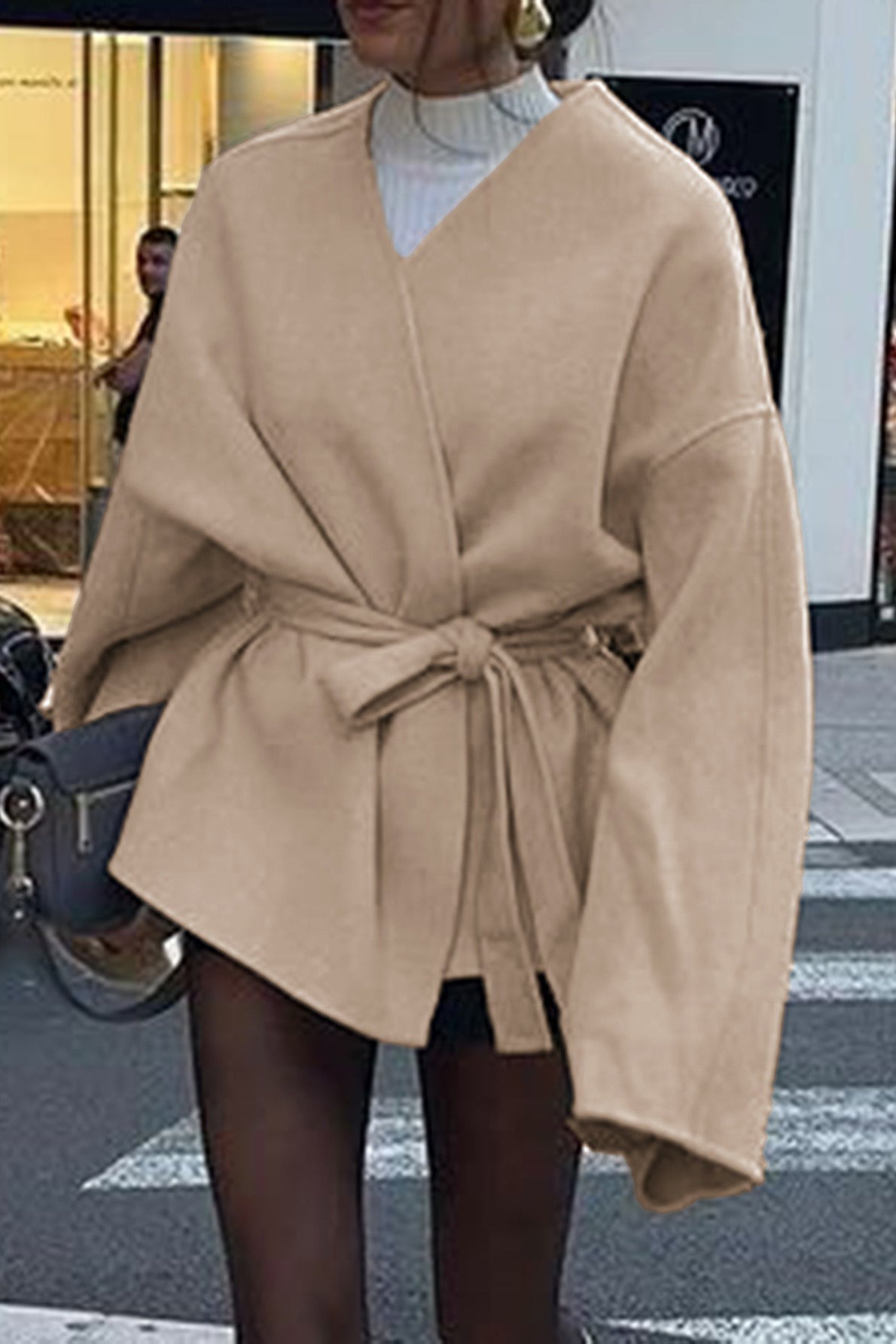 Tailored Long Sleeve Belted Trench Coat - Fashionpara
