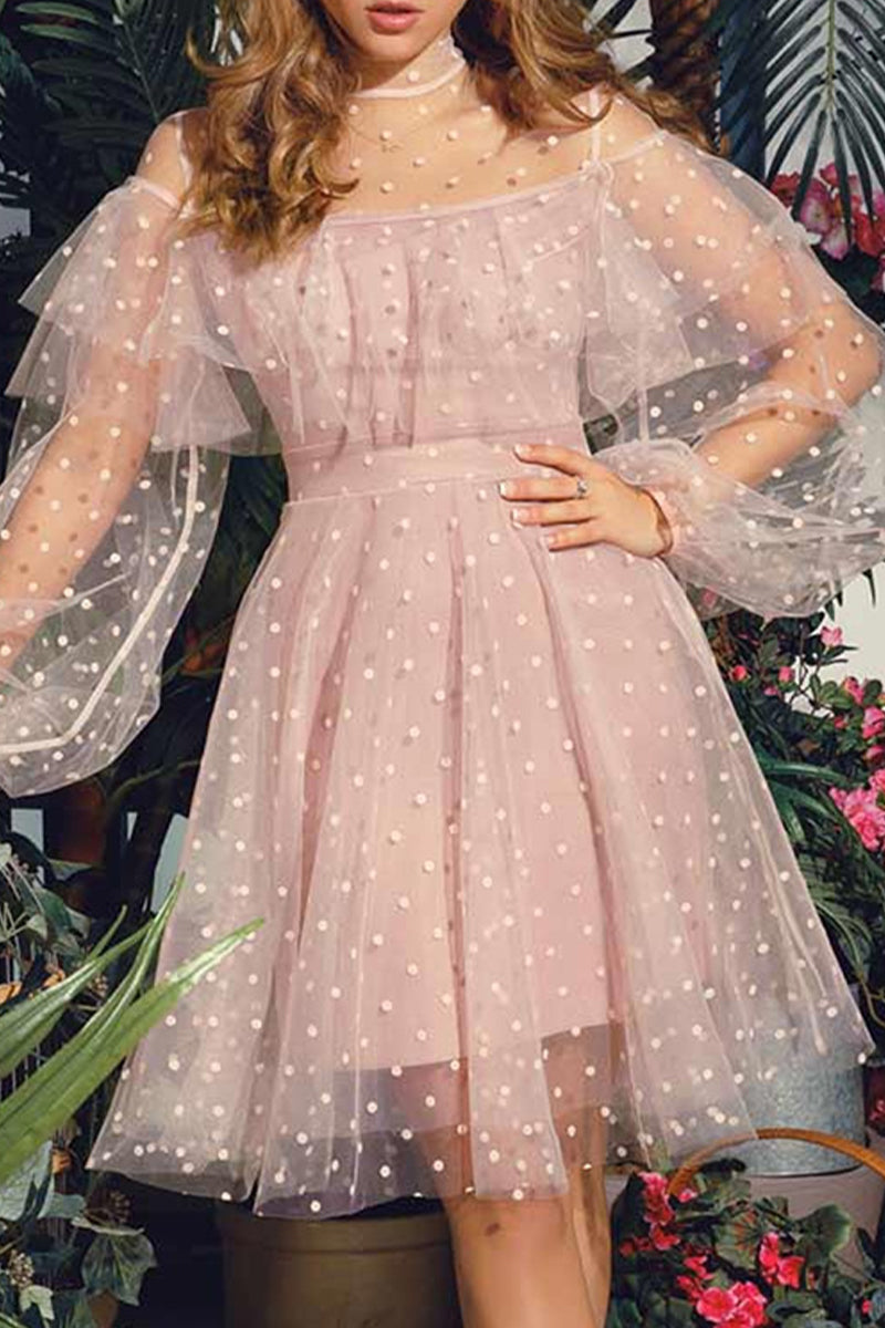 Sweet Elegant Solid Patchwork Half A Turtleneck Princess Dresses - Fashionpara