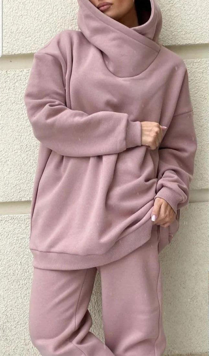 Casual Solid Pocket Hooded Collar Long Sleeve Two Pieces - Fashionpara