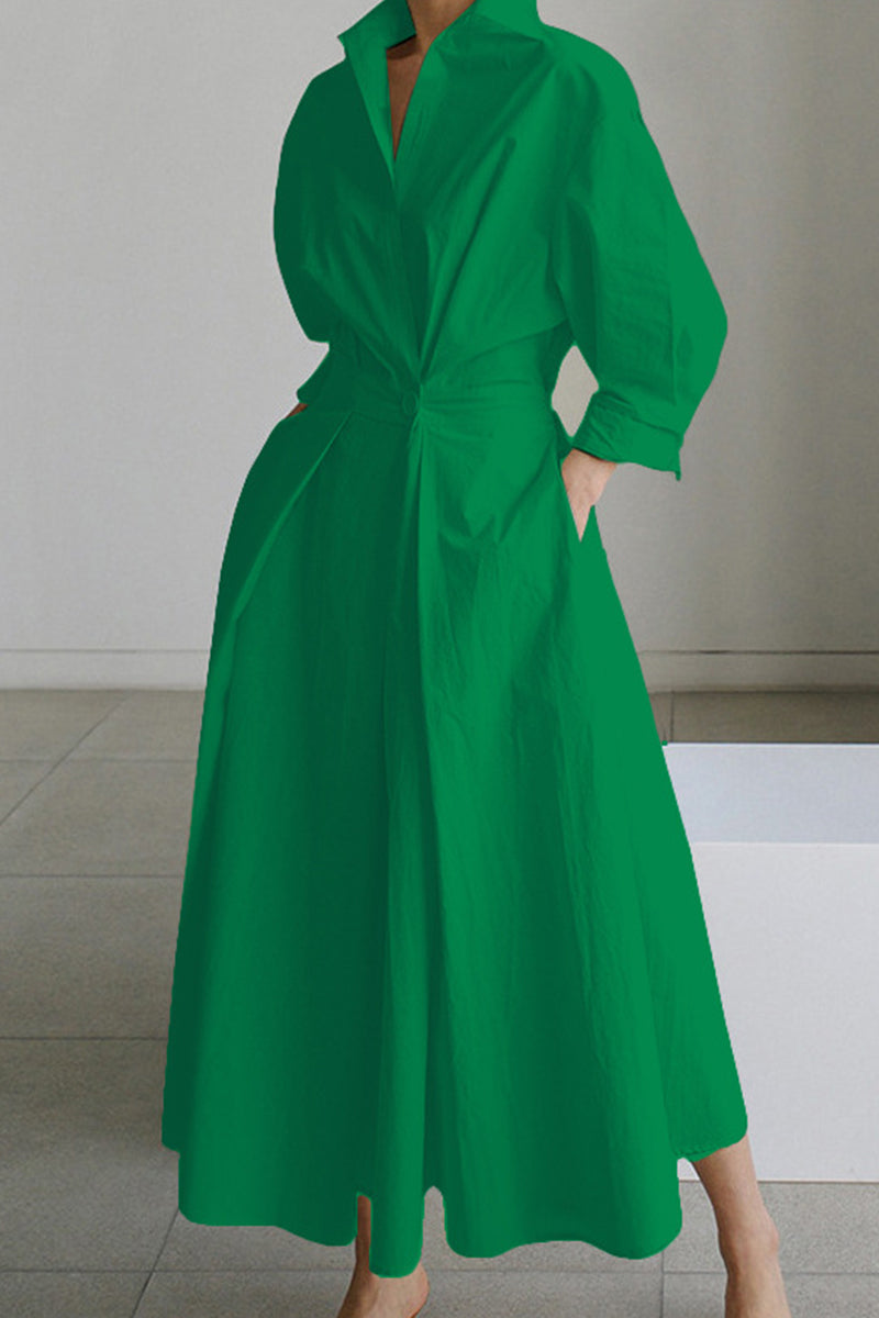 Casual Print Solid Patchwork V Neck Long Dresses(10 Colors) - Fashionpara