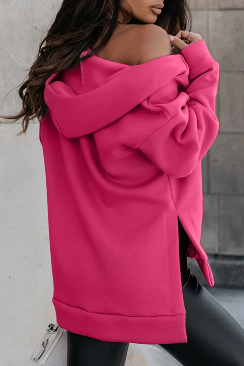 Casual Solid Pocket Hooded Collar Tops(4 Colors) - Fashionpara