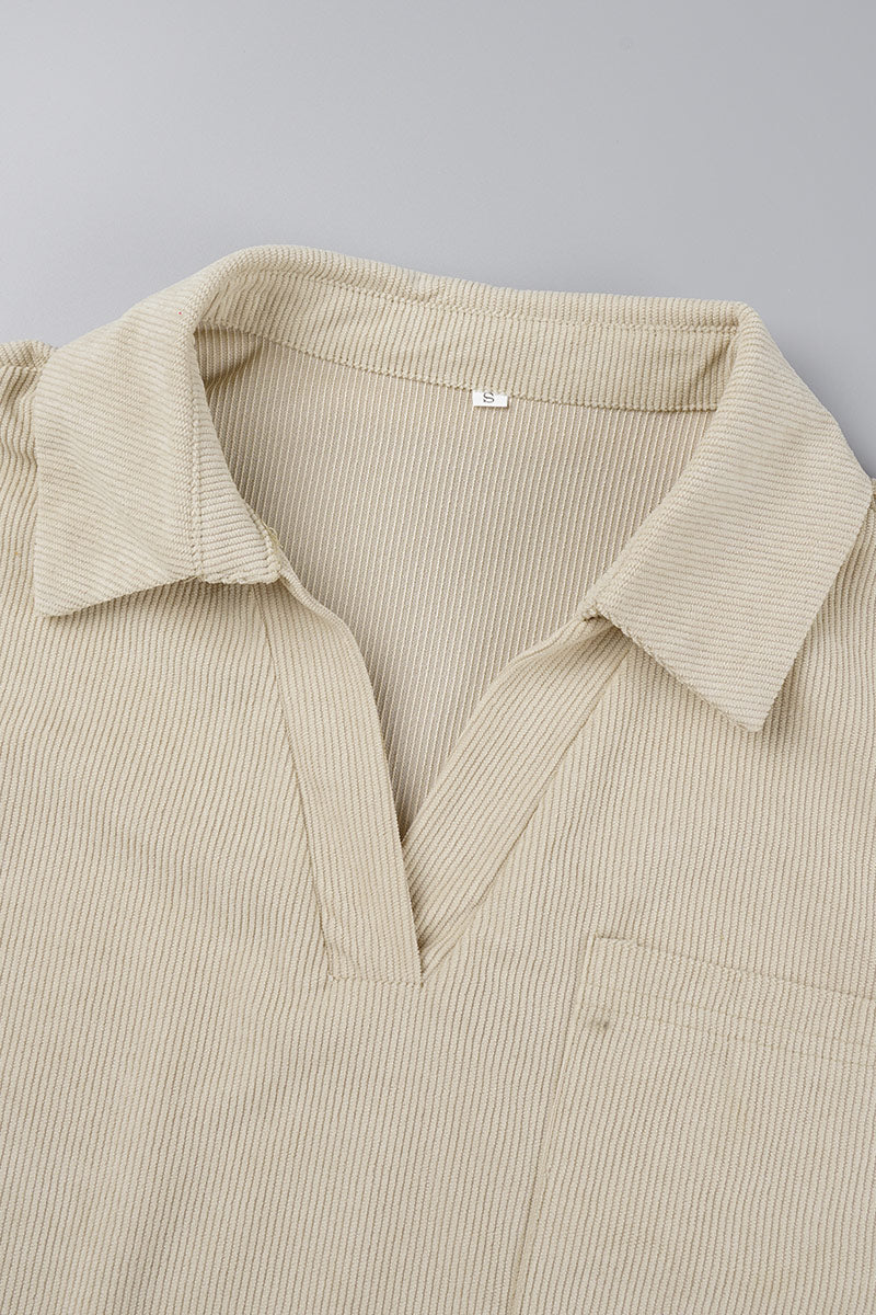 Casual Solid Patchwork Turndown Collar Long Sleeve Two Pieces(5 Colors) - Fashionpara