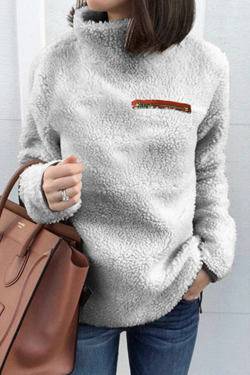 Casual Solid Patchwork Turtleneck Tops(6 Colors) - Fashionpara