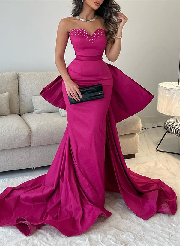 Trumpet/Mermaid Sweetheart Sleeveless Taffeta Evening Dresses With Bow(s)Trumpet/Mermaid Sweetheart Sleeveless Taffeta Evening Dresses With Bow(s)