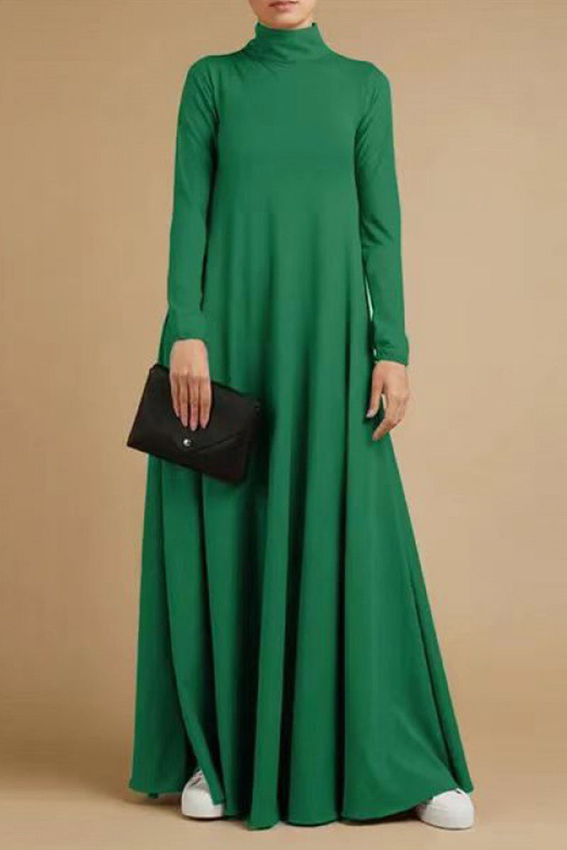 Casual Elegant Solid Turtleneck Long Sleeve Dresses(5 Colors) - Fashionpara