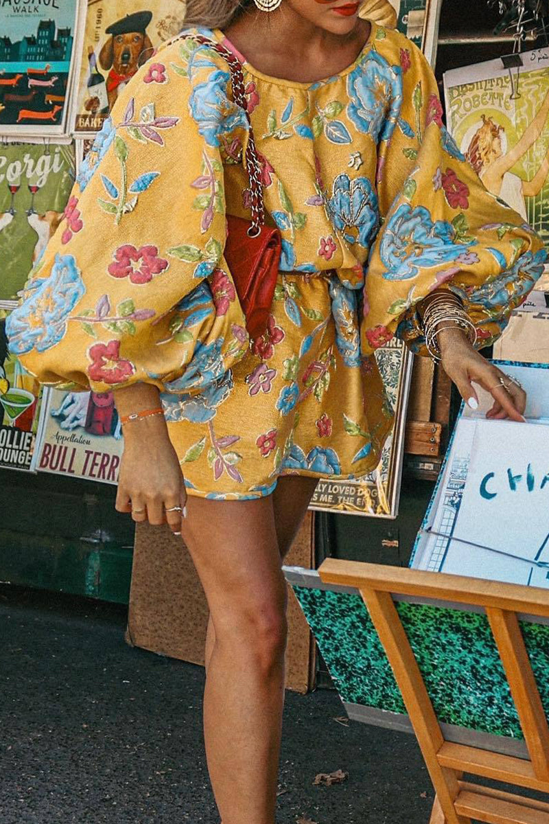 Casual Floral Patchwork O Neck Dresses - Fashionpara