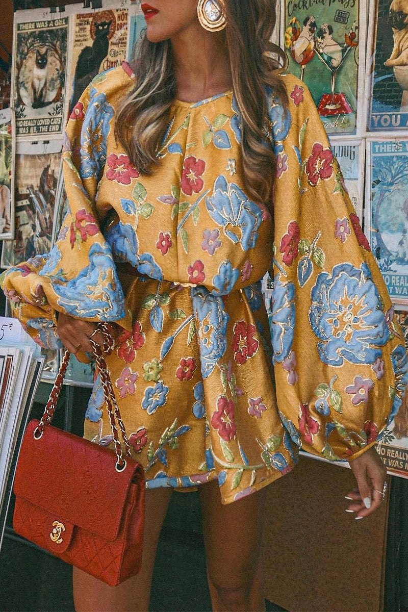 Casual Floral Patchwork O Neck Dresses - Fashionpara
