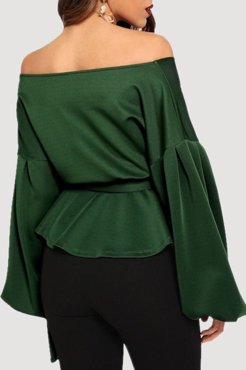 Elegant Solid Bandage With Bow V Neck Tops - Fashionpara