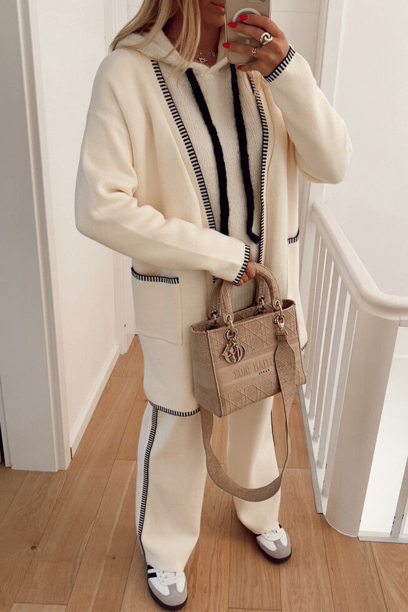 Casual British Style Solid Embroidered Patchwork Cardigan Collar Long Sleeve Two Pieces - Fashionpara