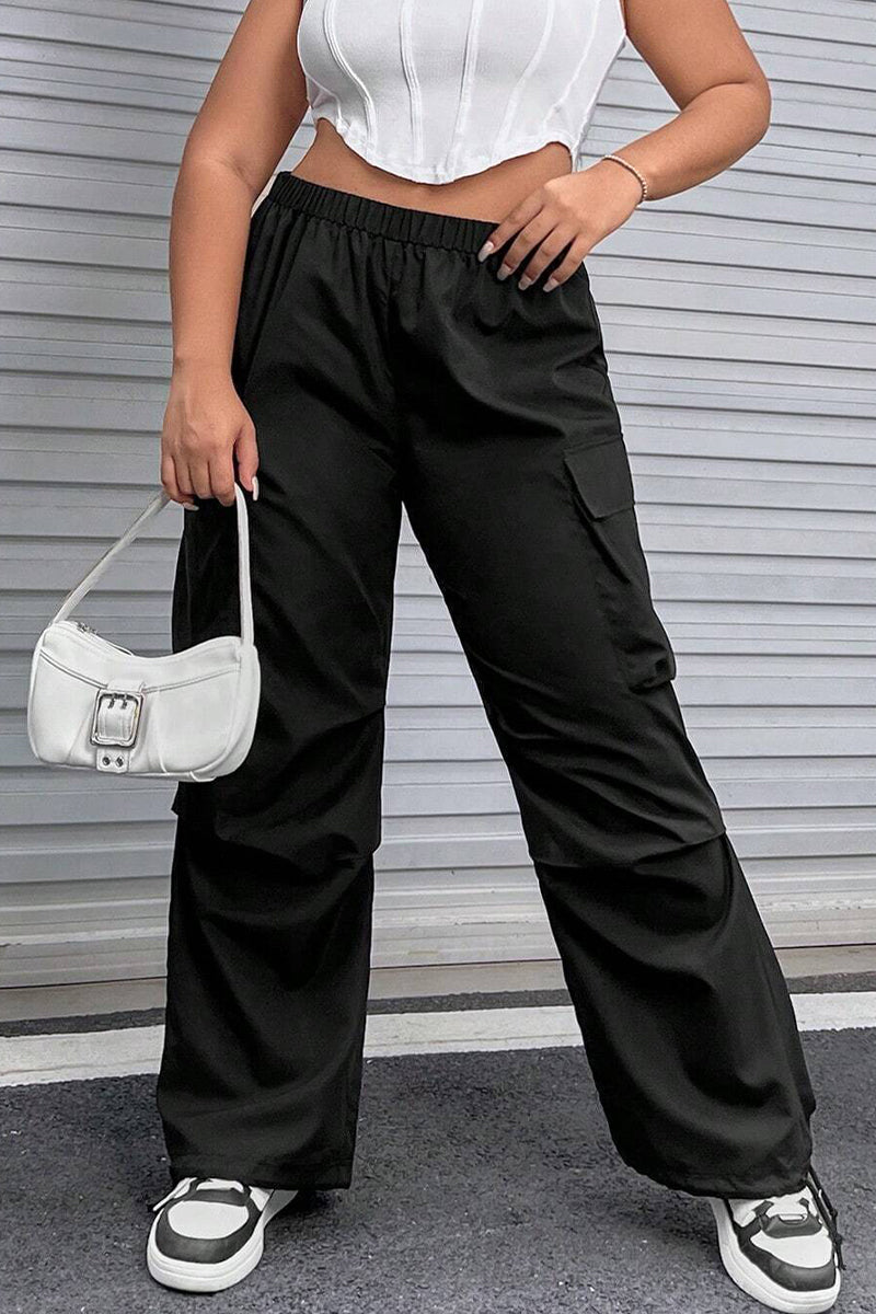 Casual Street Solid Pocket Plus Size - Fashionpara